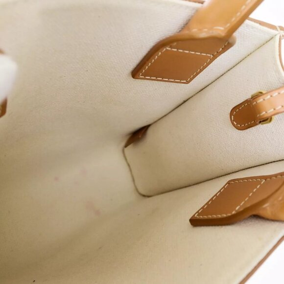 CELINE Logo Vertical Cabas 2Way Mini Hand Tote Bag Canvas Leather Brown - Picture 9 of 16